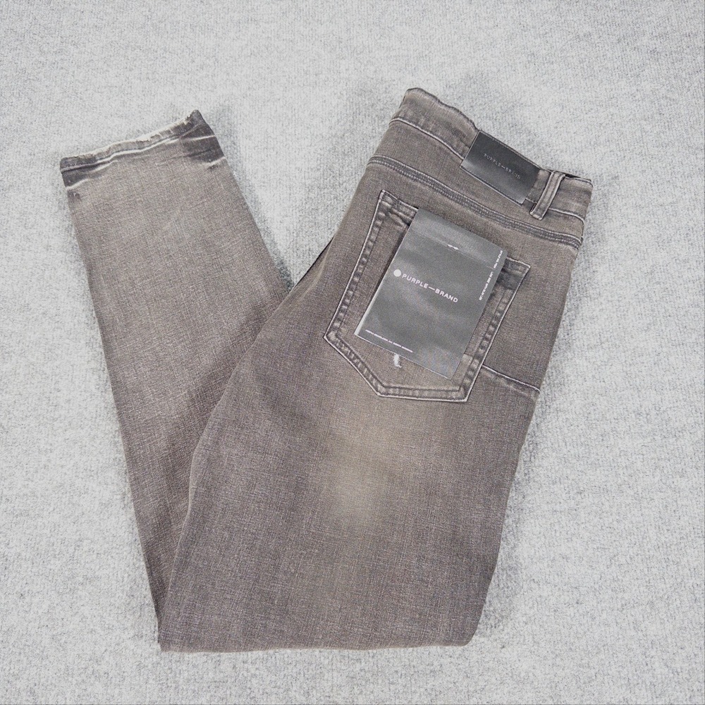 Purple Brand 38 x 31 Distressed Slim Jeans Faded Black Made in Italy Mens #4828